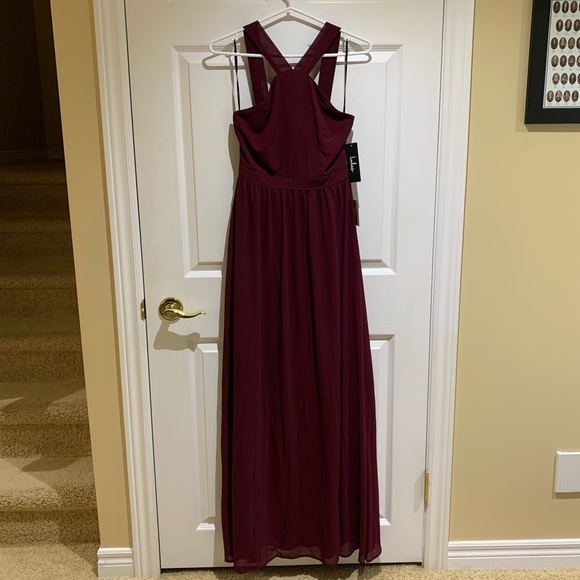 NWT Lulus Air of Romance Burgundy Maxi Dress - Picture 3 of 7